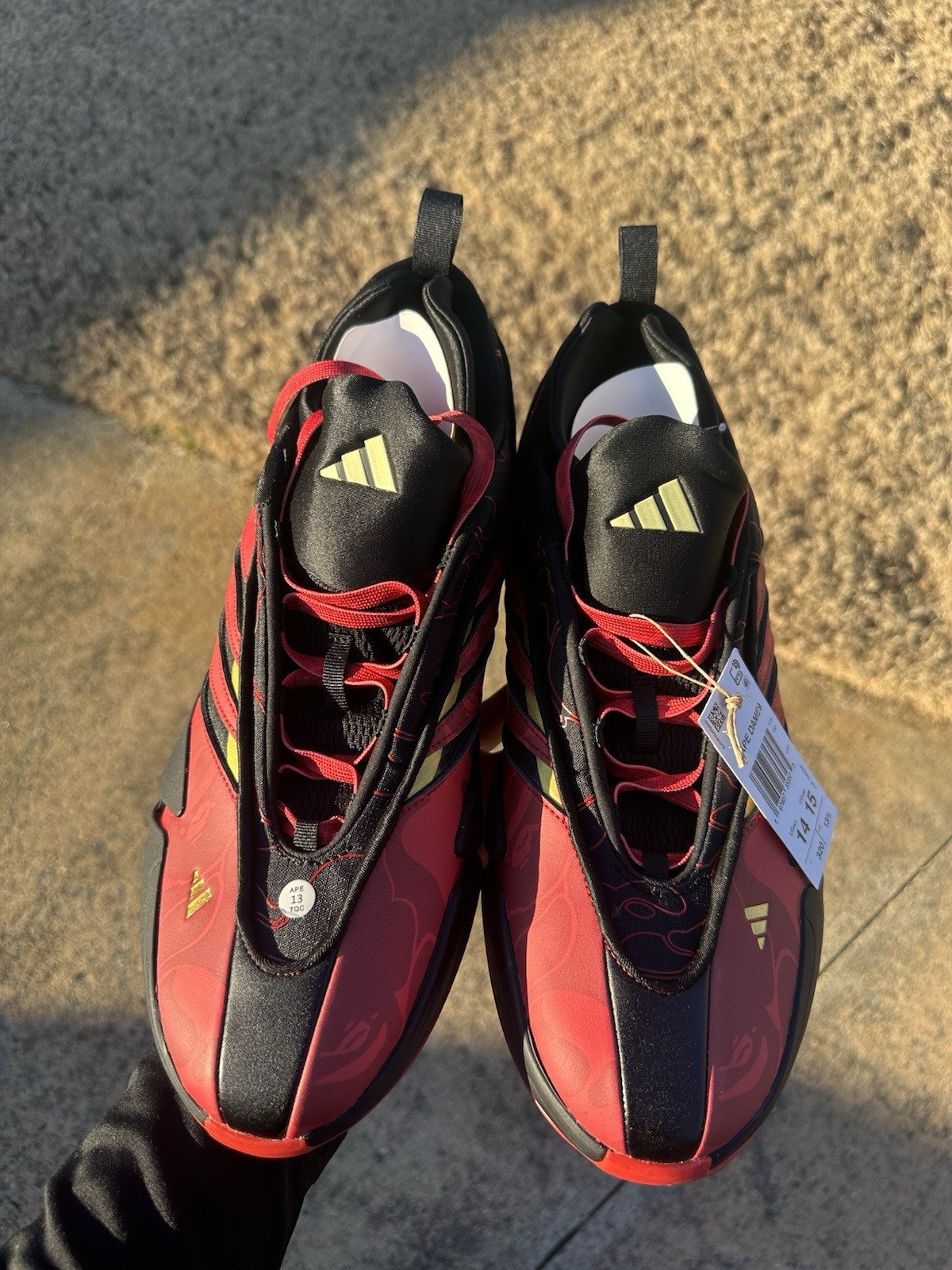 Adidas Dame 9 x Bape a Bathing Ape Red Black and Gold  Size 14 thumbnail 5