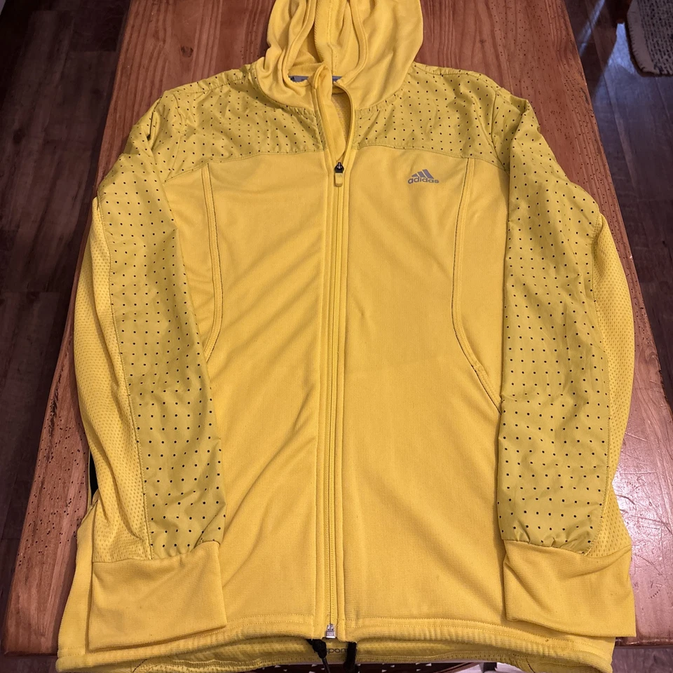 Jaqueta de corrida Adidas Performance masculina tamanho médio amarela e preta - Imagem 2 de 4