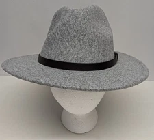 Sole Society Light Gray Polyester Wool Fedora Brown Knotted Trim OSFM NWT