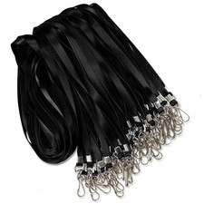 50 Pack Black Lanyard Bulk for ID Badge Holder - Durable Flat 50 Pack,