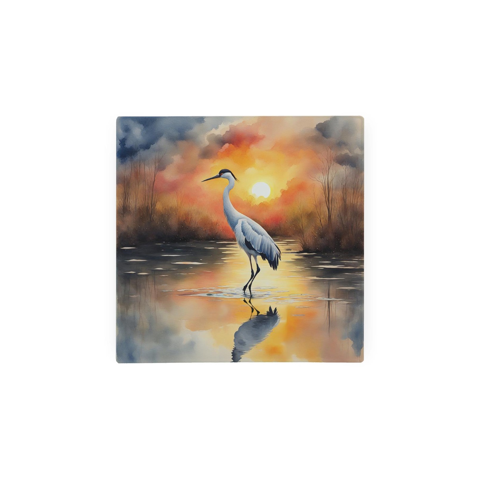 British Wildlife Glass Trivet - Crane Bird Worktop Protector Kitchen Gifts