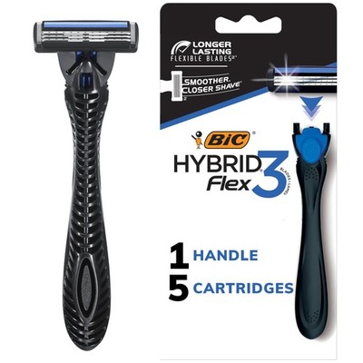 BIC Flex 3 Hybrid Disposable Razors for Men, 1 Count (Pack of 1), Black