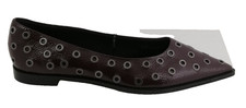 M&S Women's Flat Pumps Dark Red Studded Detail Standard Pointed Toes Slip On New