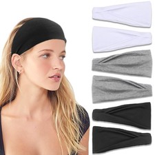 6 Pack Black White Grey Non-Slip Premium Stretchy Headbands for Women