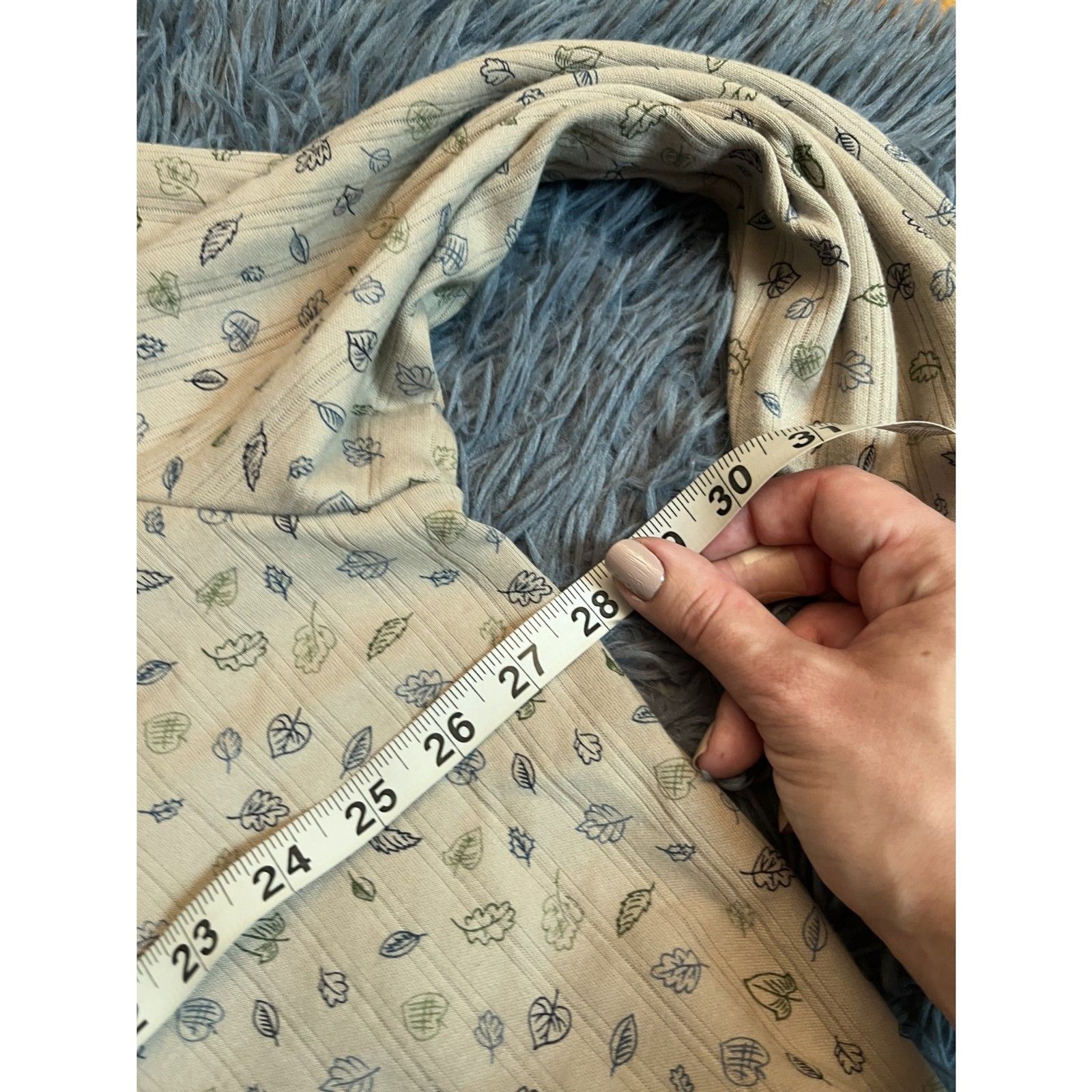 Vintage Basic Editions Beige Leaf Print Cotton Lo… - image 4