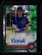 2022 Bowman Chrome Prospect Green Refractor 17/99 Alexis Hernandez Auto