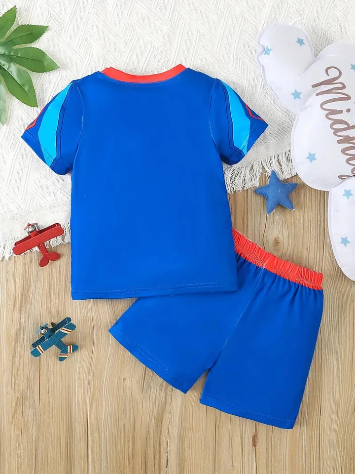 YOUTH CAPTAIN AMERICA PAJAMAS Kid's/Boy's PJs Shirt & Shorts (Pick Ur Size) - Image 2 of 4