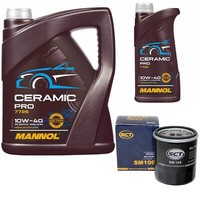 MotoröL Set Mannol 10W-40 Ceramic Pro 6 Liter + ÖLfilter FüR Renault 19 Suzuki