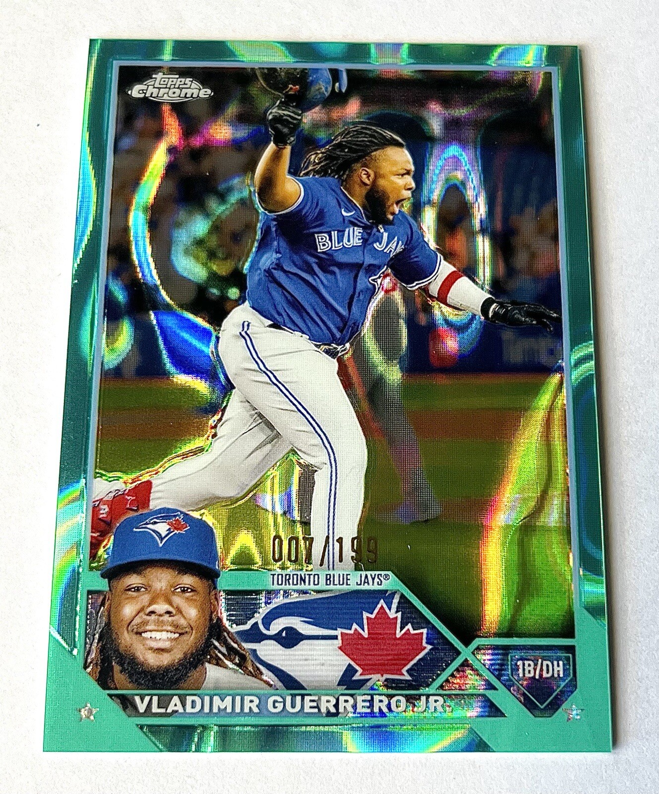 Vladimir Guerrero Jr. 2023 Topps Chrome #50 Aqua Raywave Refractor 007/199