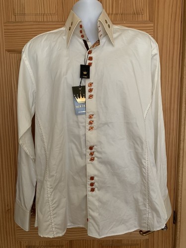 Bertigo Ivory Paisley Cotton Stylish Men's LS Shirt Sz XL/5 NEW $195