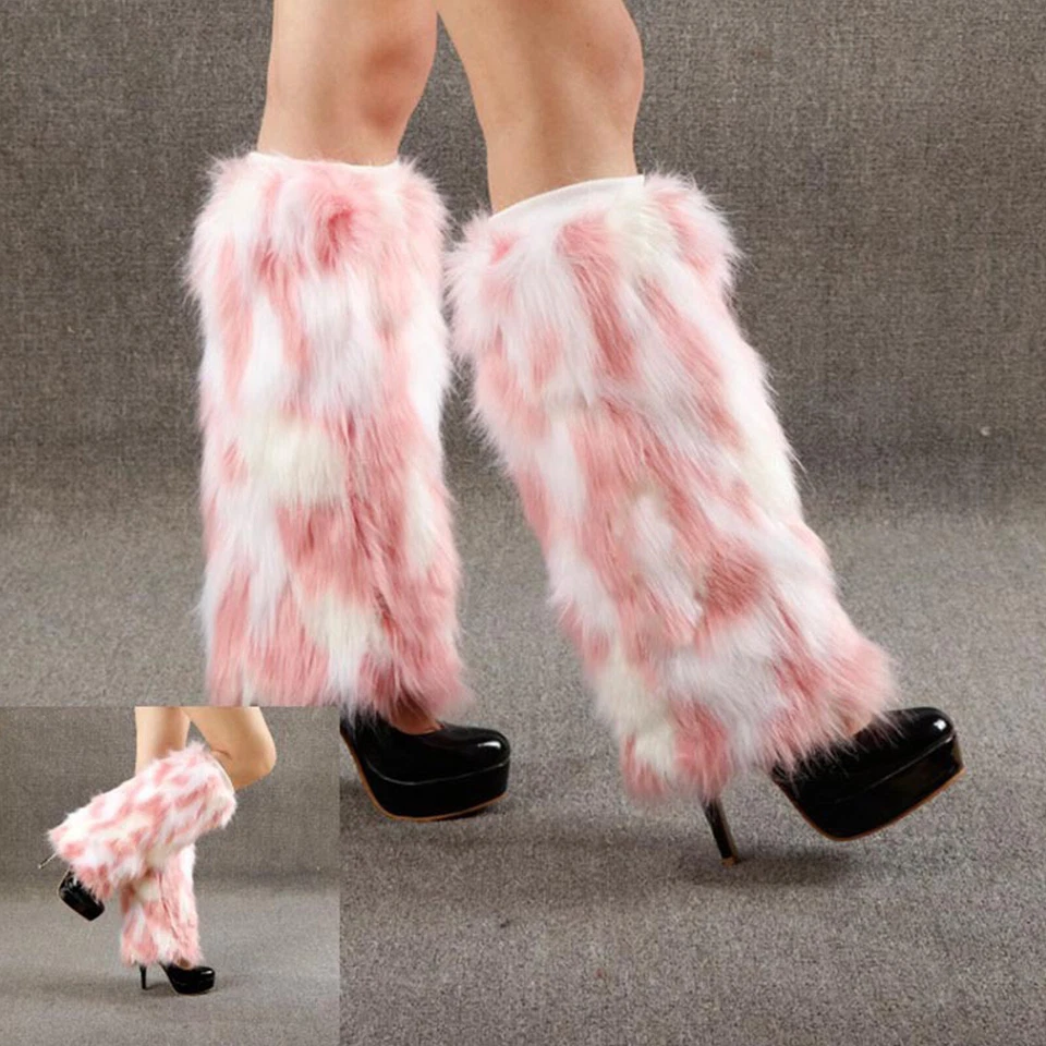 Calentadores de piernas multicolor de piel sintética suave multicolor con puño para botas de 40 cm Foto 3 de 4