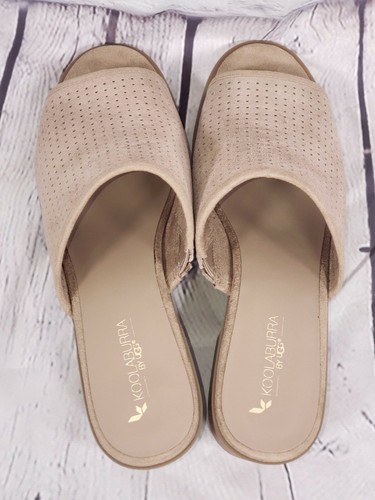 Koolaburra di UGG - Raychel - Sandali slip-on in pelle scamosciata tacco a blocco forato - marrone chiaro - Foto 7 di 9