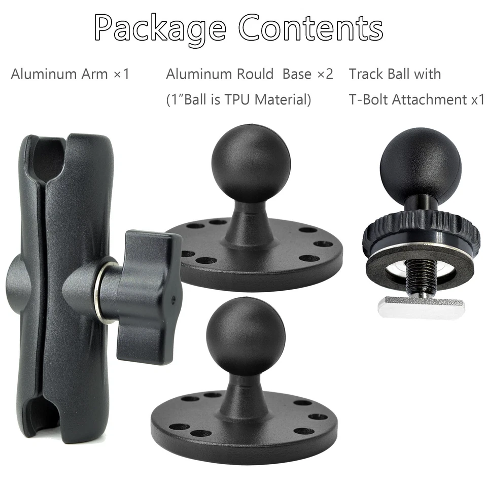 Aluminum Ball Mount AMPS Round Plates,1" Ball Fit for RAM Kit forGPS Fish Finder - Image 2 of 4