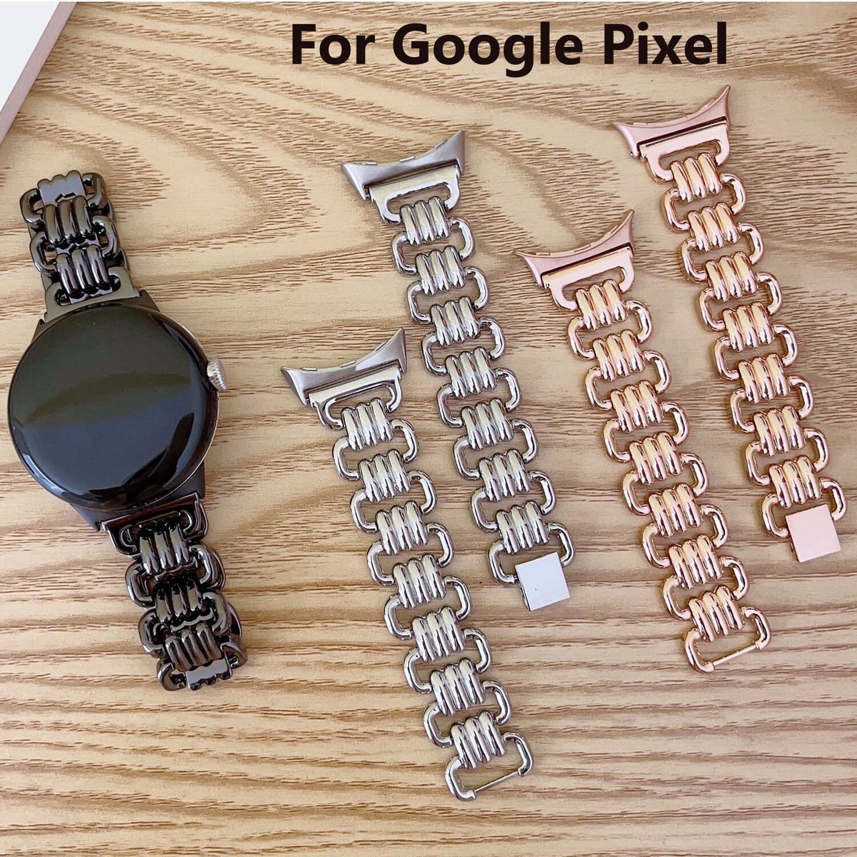 Watch Strap For Google Pixel Watchband Steel Metal Chain Link Bracelet  Wristband | eBay