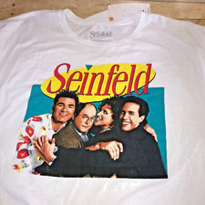 SEINFELD T SHIRT MEN'S 2XL SHORT SLEEVE WHITE JERRY KRAMER ELAINE GEORGE NWT