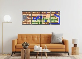 Zelda Map Poster Print 4 Piece Wall Art, Legend of Zelda Classic NES World Map