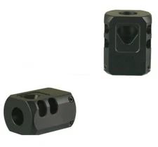 Black 1/2x28 TPI Muzzle Brake Compensator Fit for 9mm Glock - Aluminum Anodized