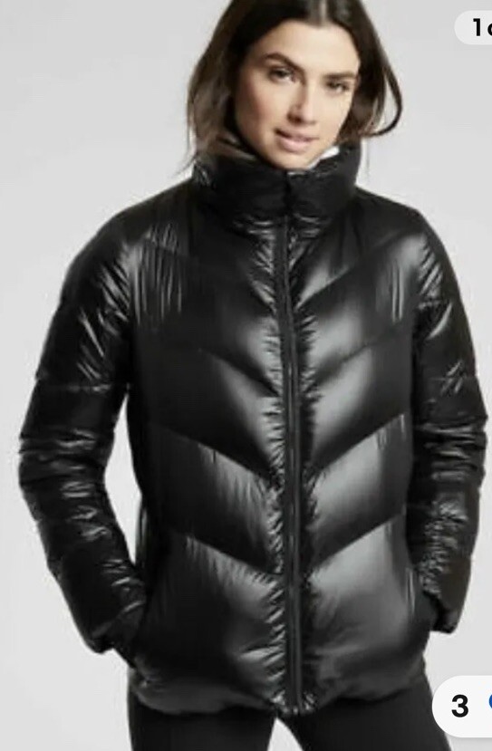 Athleta Lofty Down Puffer Jacket Black Women’s Sm… - image 1