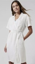 Athleta Playa 100% Linen Wrap Dress White Size 4 NWT