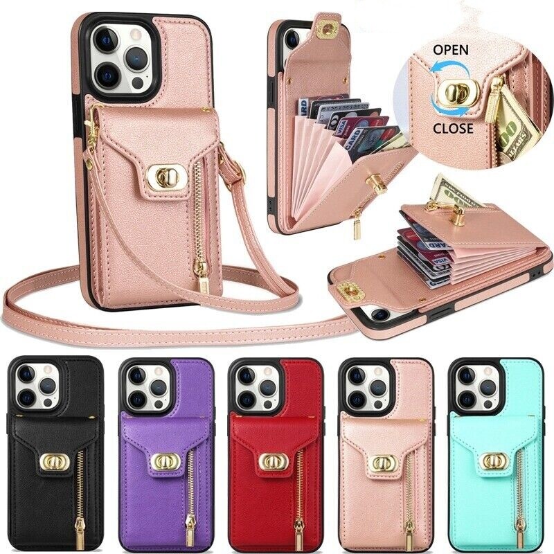 Custodia Portafoglio Con Zip E Cinturino Per IPhone | Serie 11-16 Pro Max/Plus | Pelle Sintetica