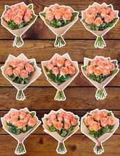 Peach Rose Bouquet Die Cut Vinyl Stickers Set Scrapbooking Laptop Waterbottle