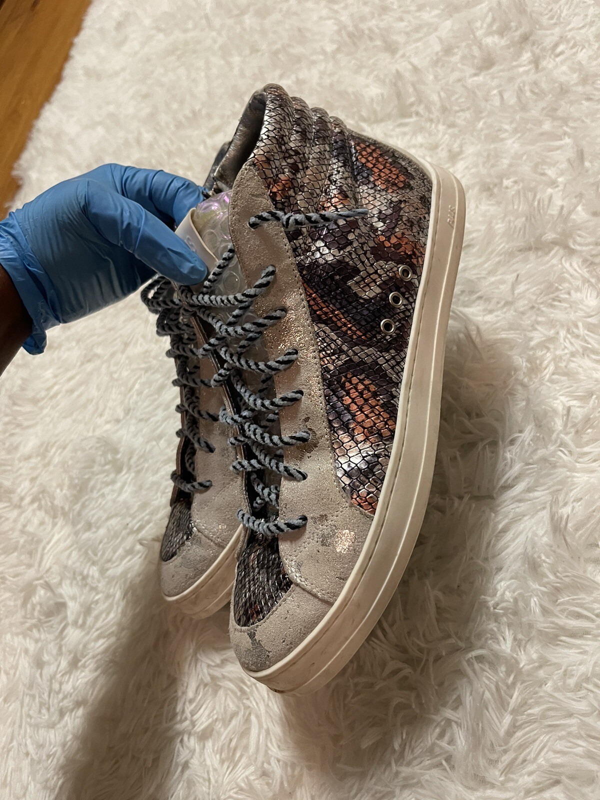 P448 Python Metallic Leather High Top Sneakers - image 5