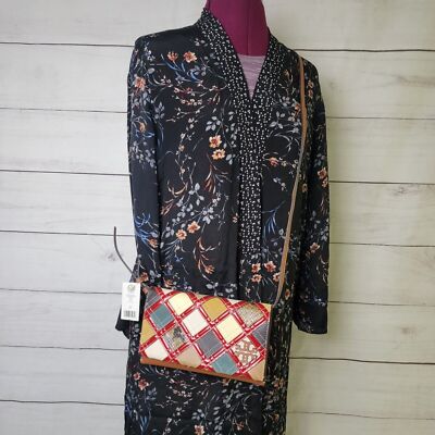 NWT NWD $558 Tory Burch McGraw Patchwork Mix Leather Shoulder Crossbody Wallet