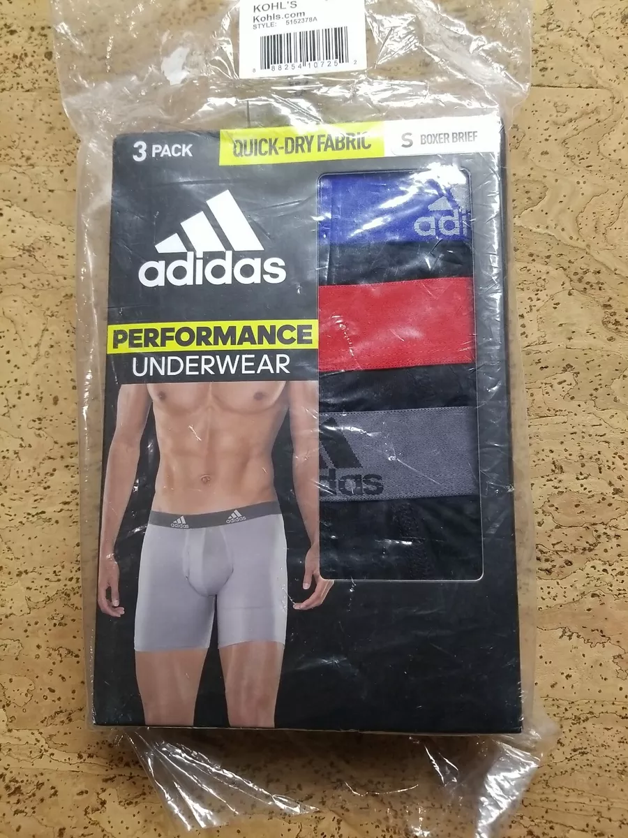 Adidas Men's Performance Boxer Brief Underwear (3-Pack) Black/Royal/Red  Small