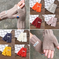 Winter Warm Thickening Wool Gloves Knitted Fingerless Mittens Unisex