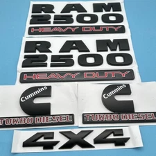 For RAM 2500 Heavy Duty 4X4 Fender Door Tailgate Cummins Turbo Diesel Emblem Set