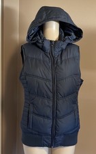 Link Outerwear Sz S Quilted Zip Up Stretch Waistband Removable Hood Vest