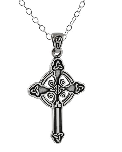 Celtic Trinity Cross Necklace - 925 Sterling Silver - Irish Celtic ...