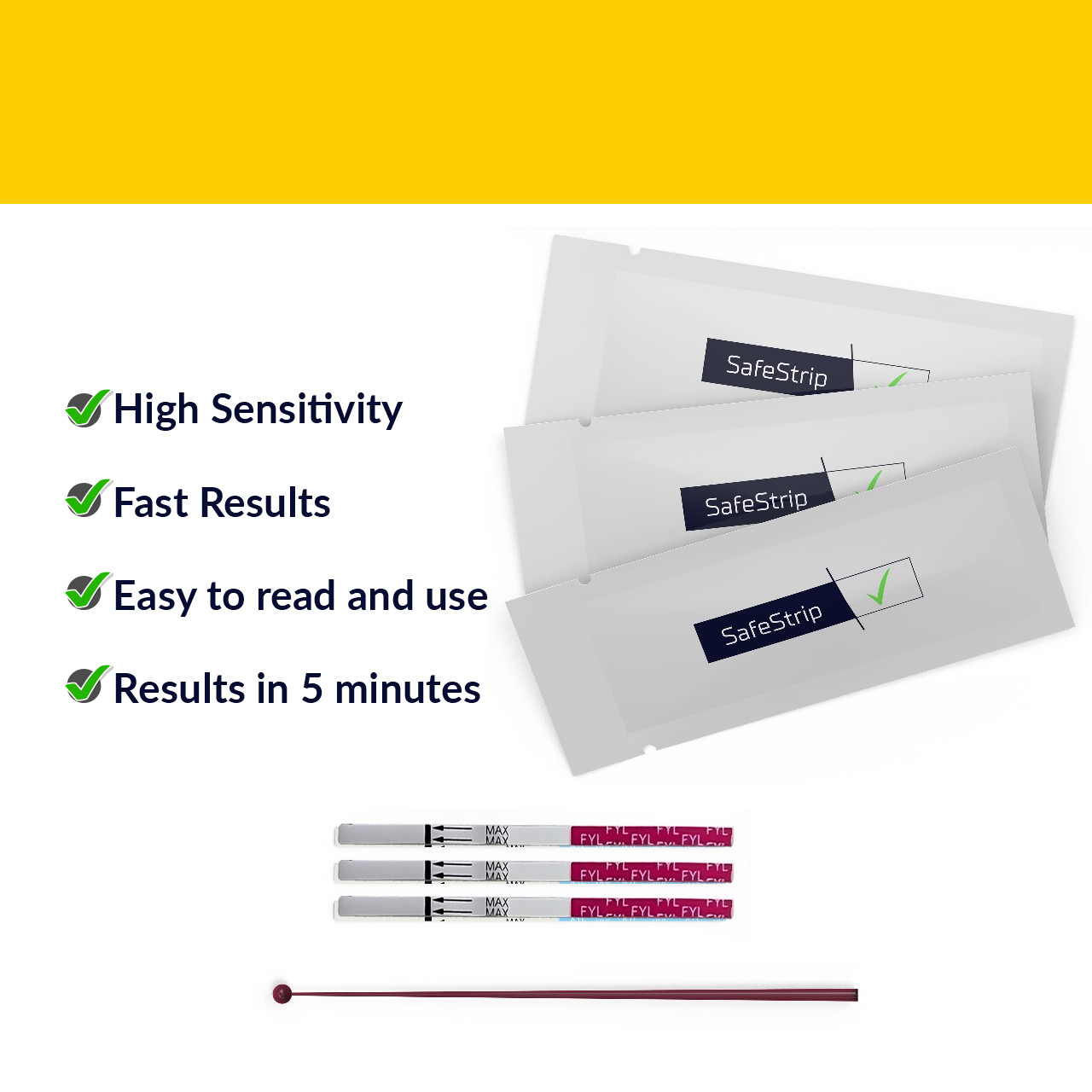 SafeStrip Fentanyl Home Drug Testing Strips 10 Pack with Scoop