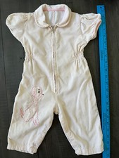 1950's Vintage Baby Corduroy Pink Zippered Romper 9 - 12 months