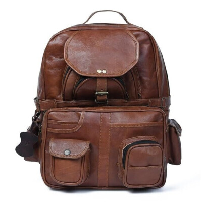 big leather bag backpack Handmade Large Travel Backpack Men Backpacks Dark Coffee / No an IPAD Prime Multi Functional Backpack