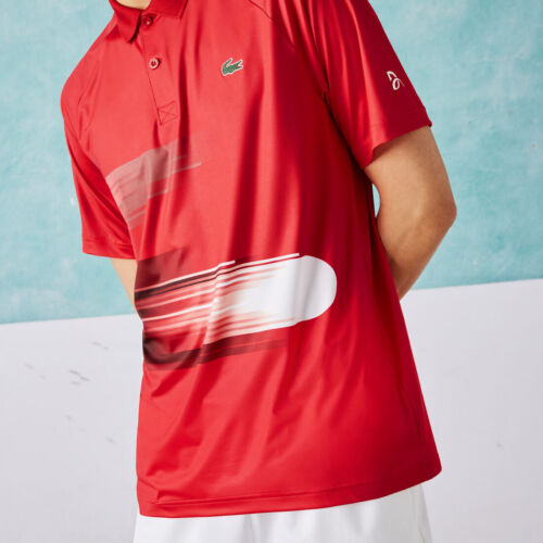 Lacoste SPORT Herren Novak Djokovic Druck Stretch Polo in rot DH0853 51 C9U - Bild 1 von 15