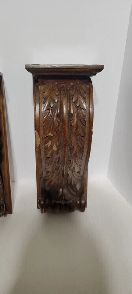 Italian Hand Carved Wood Corbel Wall Shelf Bracket Acanthus Leaf Wall Decor Gift - Image 3 of 4