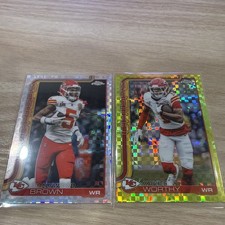 Xavier Worthy Lime Green XFractor #145 and Hollywood Brown XFractor #146 