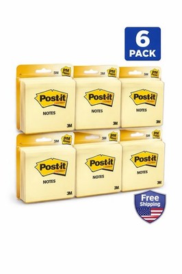 3M Post-it Notes 3x3 Yellow 6 Pack Sticky Notes 1200 Sheets