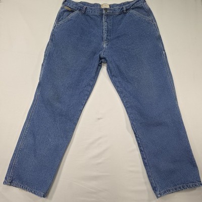 CE Schmidt Mens 42x32 Flannel Lined Work Jeans Buffalo Plaid Denim Comfort Warm