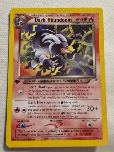 2002 Pokemon Neo Destiny Dark Houndoom Holo 1st Edition PSA 1 Contender?  #7/105