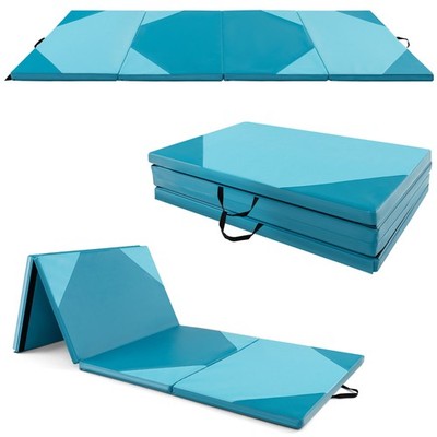 10' x 4' x 2'' 4-Panel Folding Gymnastics Exercise Mat w/ Hook & Loop Fasteners
