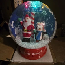 GEMMY Table Top Christmas Snow Blowing Globe Music & Lights Let It Snow 2005