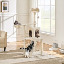 53.5'' Tall Cat Tree Condo Multilevel with Hammock Condo Basket Scratching Post