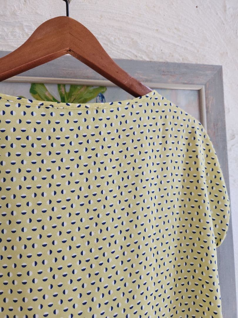 SANDRO FERRONE Yellow Dot Pattern Short Sleeve Blouse Free Size image 9