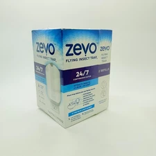 Zevo Indoor Flying Insect Trap Starter Kit plus 2 Refill Cartridges New Sealed