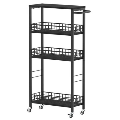 Slim Storage Cart 4 Tier Rolling Kitchen Cart Utility Serving Cart Laundry Ro...