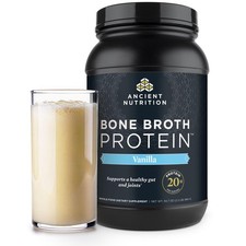 Grass Fed Bone Broth Protein Powder 20g Vanilla 40 Servings Ancient Nutrition