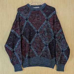 Louie James Diamond Cardigan Uomo Modello Argyle - Classico Vintage Con Bottoni - Doppio Petto Nero - Taglia L - 2