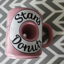 Stan’s Donuts Coffee Mug Doughnut Hole Cup Ceramic 4” Tall MADE in USA